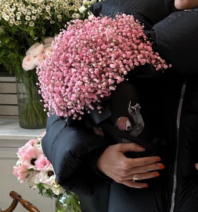 Bukiet Różowej Gipsówki w Flowerboxie - kwiaty Flower Store Warszawa