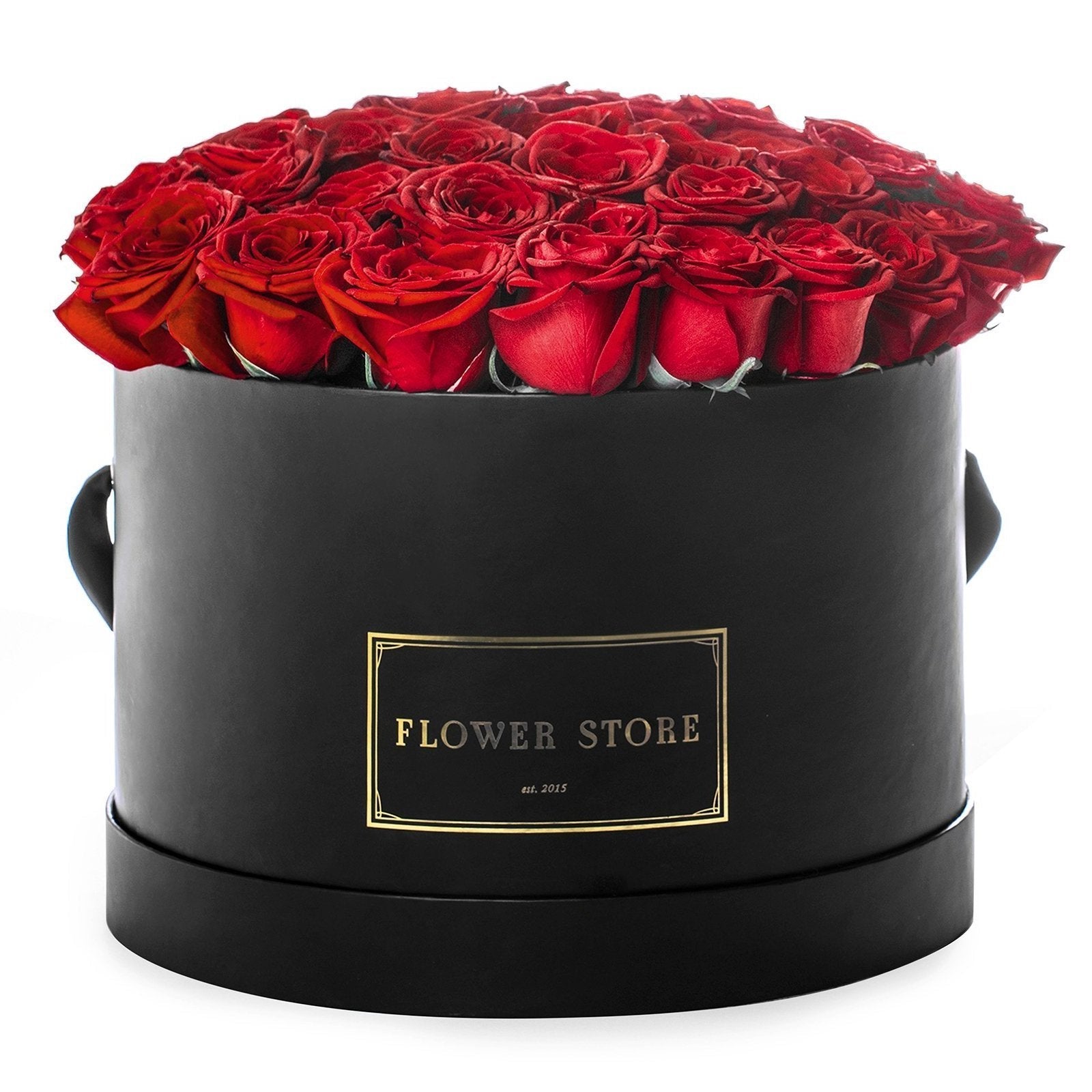 Czarny grande box z czerwonymi różami - kwiaty żywe - kwiaty Flower Store Warszawa