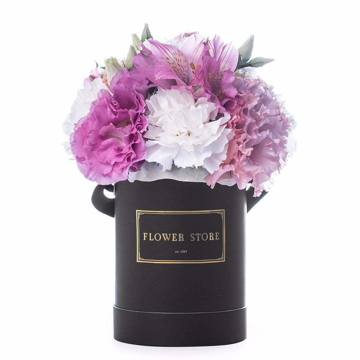 Mały czarny wiosenny box - kwiaty żywe - kwiaty Flower Store Warszawa