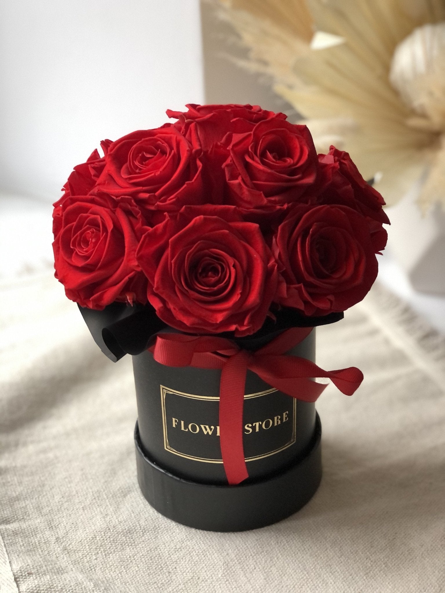 Wieczne Róże Czerwone w Czarnym Boxie - wszystkie rozmiary - kwiaty Flower Store Warszawa
