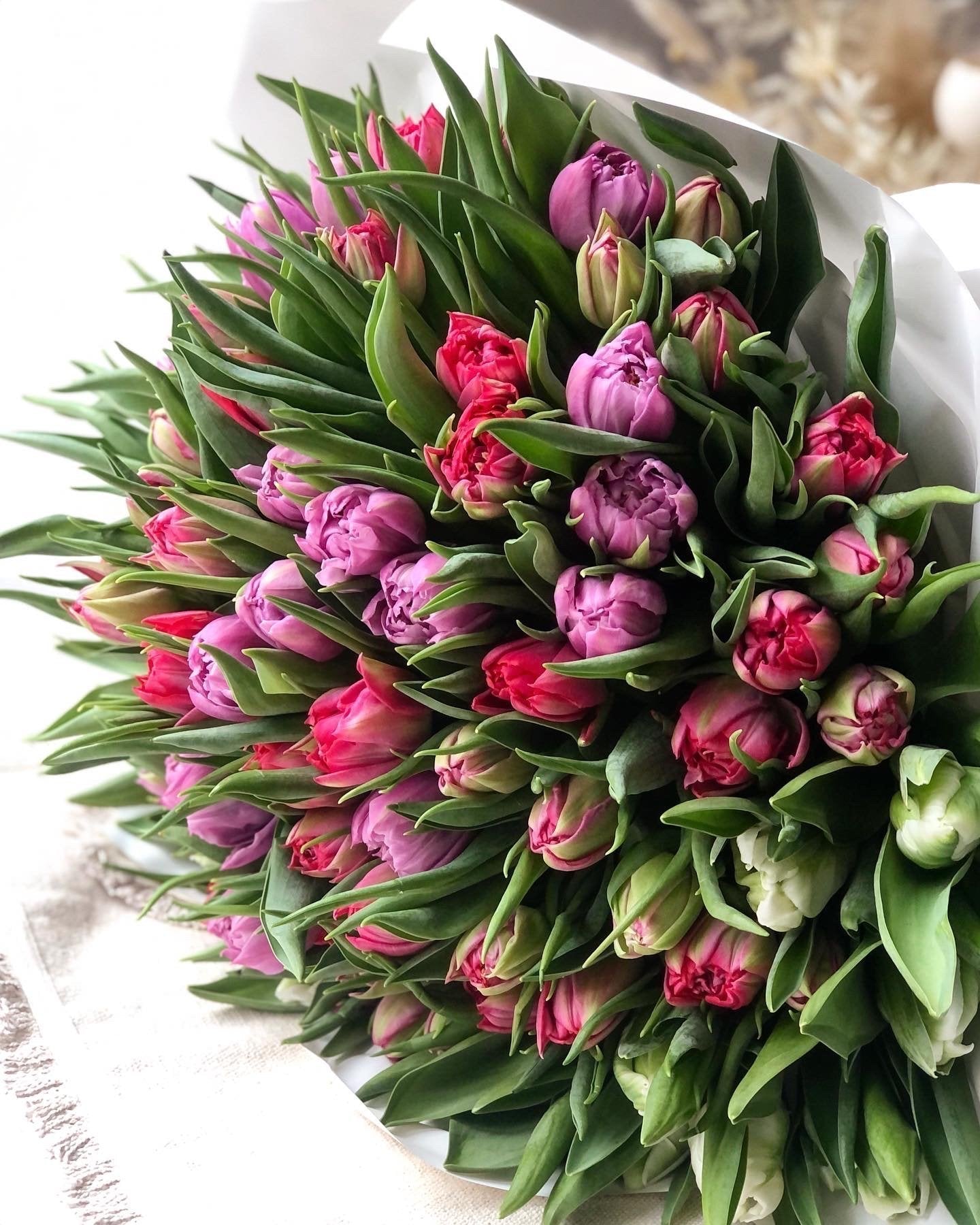 Bukiet pełnych tulipanów - kwiaty Flower Store Warszawa