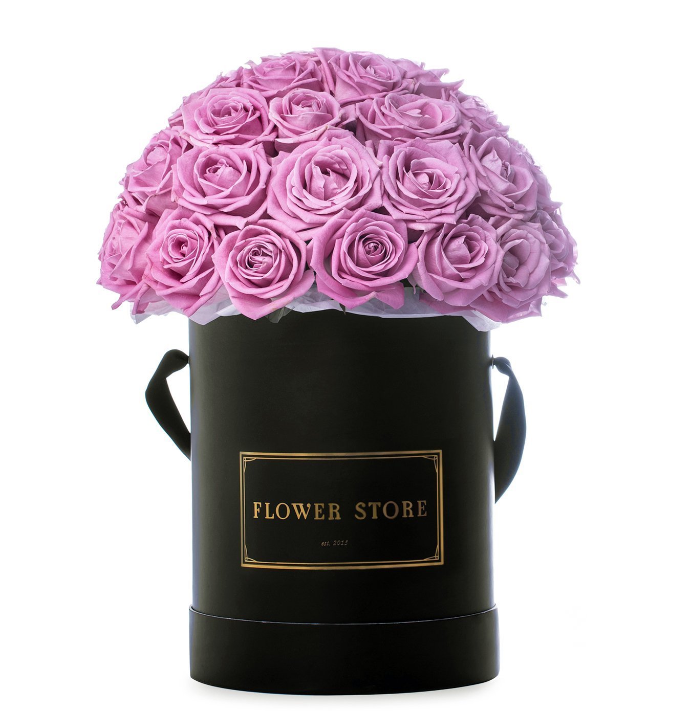 Duży czarny flokowany box z różowymi różami - kwiaty żywe - kwiaty Flower Store Warszawa