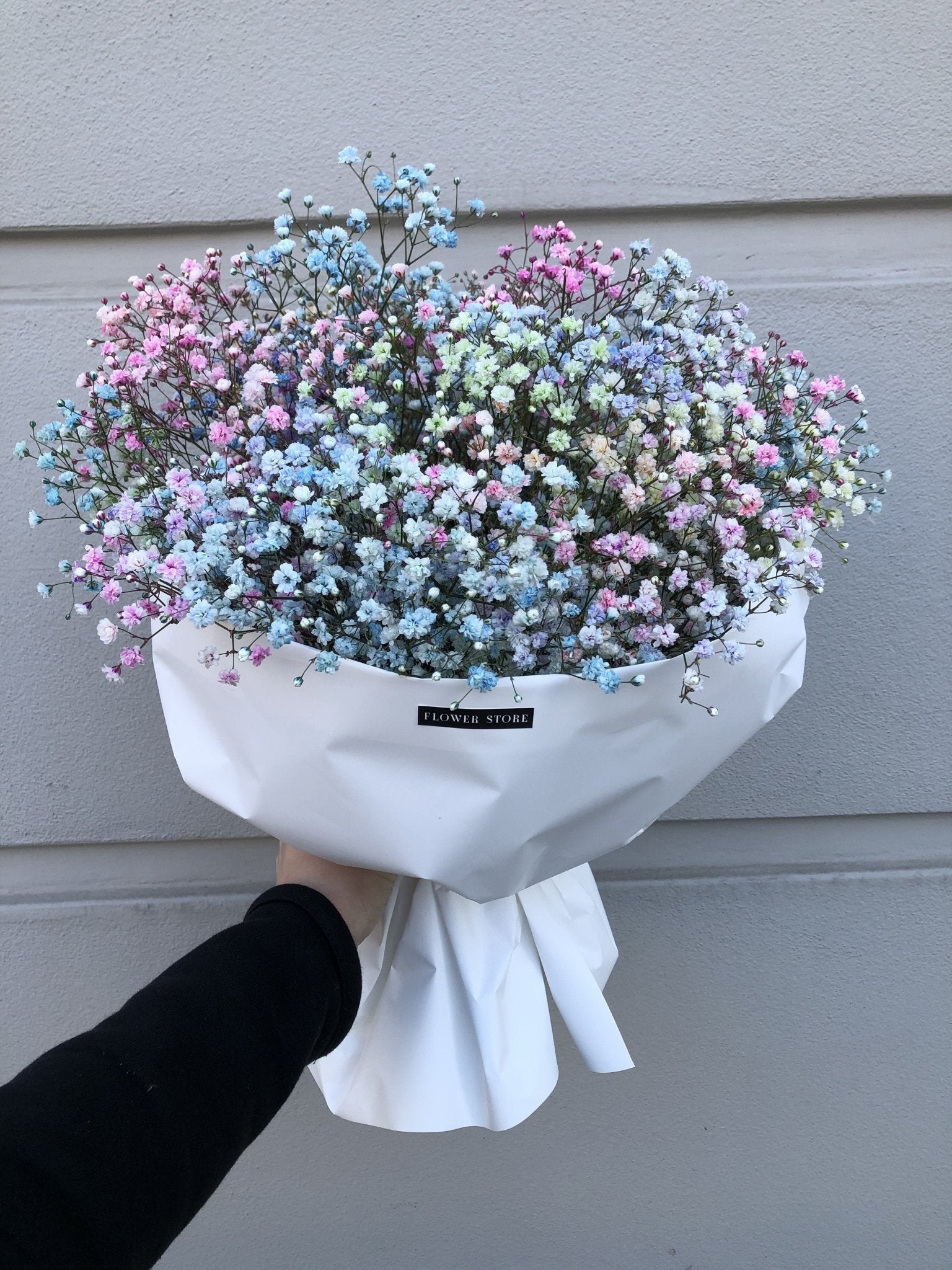 Kolorowy bukiet gipsówka - kwiaty Flower Store Warszawa