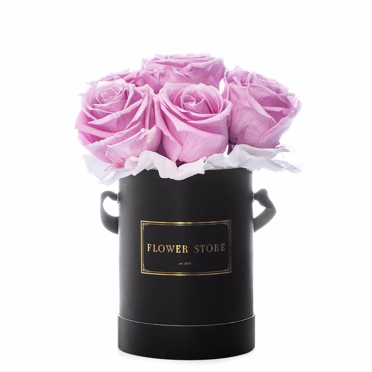 Mały czarny box z różowymi różami - kwiaty żywe - kwiaty Flower Store Warszawa