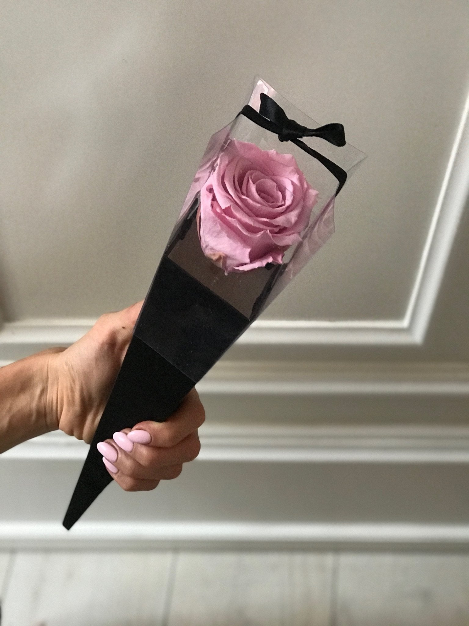 Wieczna róża w czarnym rożku - różne kolory - kwiaty Flower Store Warszawa