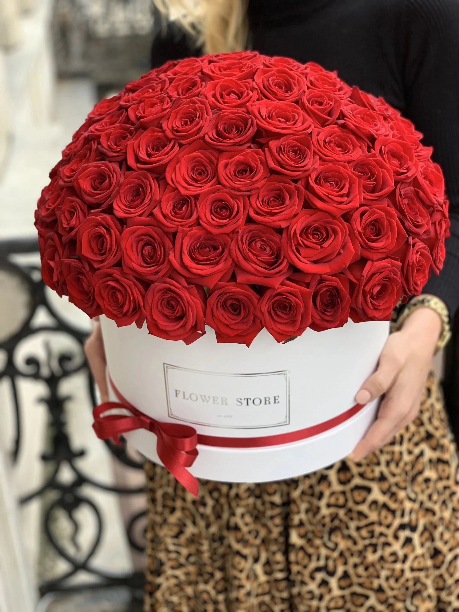 Wieczne Róże Czerwone w Białym Boxie - kwiaty Flower Store Warszawa